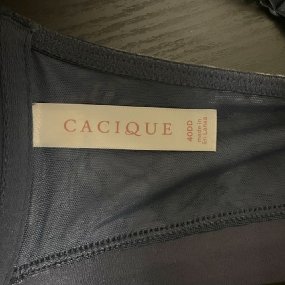 CACIQUE Navy Floral BRA boost/plunge SIZE 40DD underwire BRAND NEW front closure - Picture 6 of 7